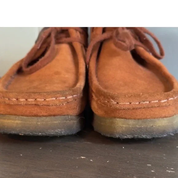 Clarks Originals Wallabee Style Shoes Men 7 Suede Crepe Sole Moc Toe Rust Brown - Picture 5 of 9